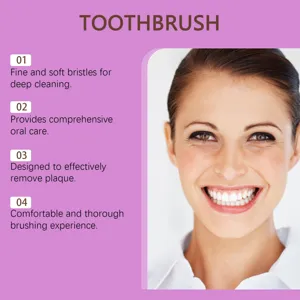 Detailed features of fine soft bristle toothbrush for oral hygiene and plaque removal