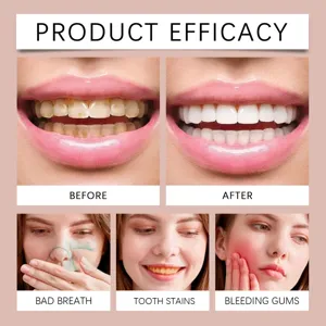 Détail montrant l'efficacité du dentifrice à l'huile de coco pour blanchir les dents