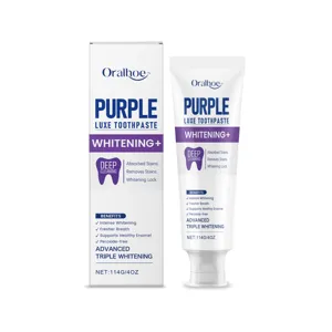 Oralhoe purple luxe whitening toothpaste for deep cleaning and teeth stain removal