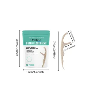 Dimensions des cure-dents en soie dentaire Oralhoe bio pour pack de 50 pièces