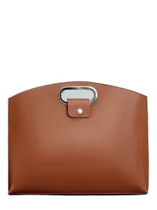 Custodia per laptop in pelle marrone impermeabile da 16 pollici con manico in metallo