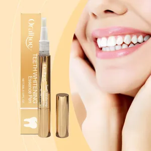 Detailed macro view of Oralhoe teeth whitening essence pen for effective oral care