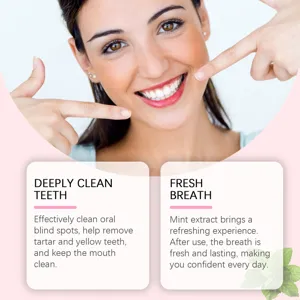 Detailed view of oral hygiene benefits showing teeth cleaning and fresh breath effects