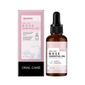 Oralhoe 30ml rose essential oil for oral care in dropper bottle and pink packaging box