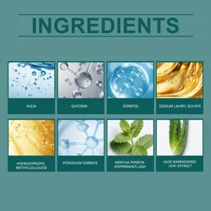 Detailansicht der Inhaltsstoffe wie Pfefferminze und Aloe für Zahnpflege-Zahnpasta
