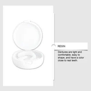 Resin snap-on dentures with storage case for smile enhancement and comfort