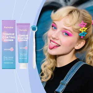 Kit gel de nettoyage de la langue Feimuko à la pêche avec grattoir pour haleine fraîche