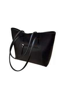 Borsa tote nera minimalista per donna, grande capacità, elegante borsa a tracolla da ufficio.