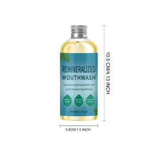 80ml remineralized mint mouthwash with hydroxyapatite, dimensions 10.5 x 3.8 cm