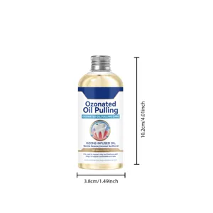 Dimensiones del frasco de enjuague bucal Ozonated Oil Pulling de 80 ml para uso