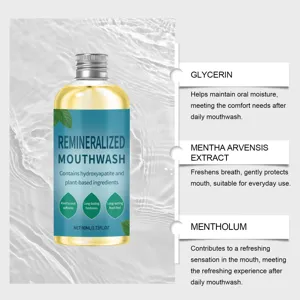 Remineralizing mint mouthwash with glycerin and menthol for long-lasting fresh breath