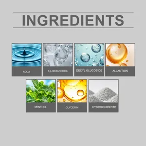 Detaillierte Liste der Inhaltsstoffe von Minzschaum-Zahnpasta mit Menthol und Hydroxylapatit