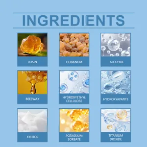 Detailed ingredients infographic for professional teeth brightening care lacquer formula