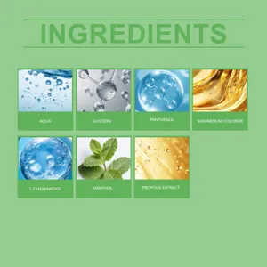 Detaillierte Liste der Inhaltsstoffe von Propolis-Mundspray mit Menthol und Wasser