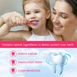 Infographic illustrating dental benefits of children's mousse toothpaste for oral care