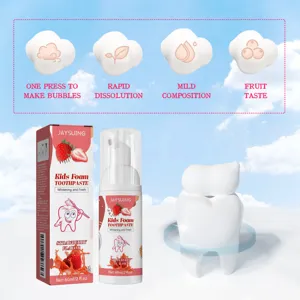 JAYSUING Kids Foam Toothpaste strawberry flavor for gentle teeth whitening and cleaning