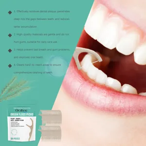 Vue détaillée du cure-dent Oralhoe écologique en cours d'utilisation pour le soin dentaire
