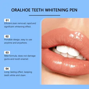 Detail view of Oralhoe teeth whitening pen for effective stain removal and bright teeth