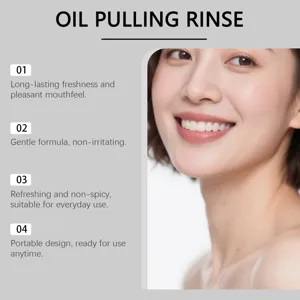 Close-up of healthy white teeth smiling with benefits of spearmint oil pulling rinse