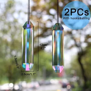 Set di 2 pendenti a prisma di cristallo acchiappasole con rifrazione arcobaleno per giardino