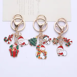 Weihnachten Weihnachtsmann Weihnachtsbaum Schlüsselanhänger Emaille Legierung Metall Schlüsselring Für Tasche Anhänger Festliches Geschenk
