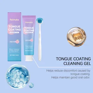 Kit de gel nettoyant pour langue à la pêche avec grattoir et texture de gel