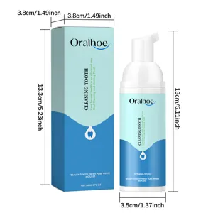 Detaillierte Größenmaße für Oralhoe Zahnreinigungsschaum Flasche und Verpackung