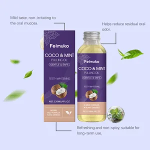 Feimuko 120ml coco and mint pulling oil for gentle teeth whitening and fresh breath