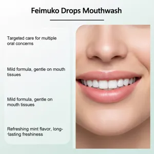 Close-up of a healthy smile highlighting the refreshing mint benefits of Feimuko mouthwash