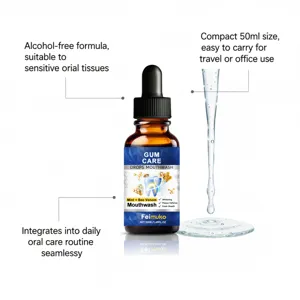 Professional detail view of 50ml Bee Venom mouthwash drops with liquid droplet effect