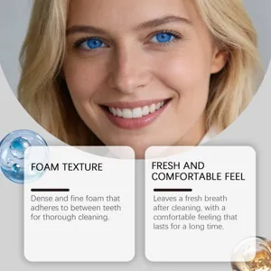 Description détaillée de la texture mousse et de l'haleine fraîche du dentifrice mousse.
