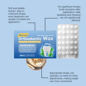 Λεπτομέρεια του ορθοδοντικού κεριού Feimuko με γεύση μέντας και μαλακή υφή για σιδεράκια