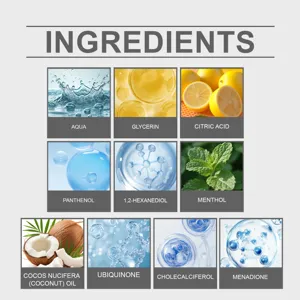 Detailed ingredient list for breath freshening mouthwash including Menthol and Coconut Oil