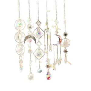 Set Kristall-Sonnenfänger mit Mond- und Sonnendesigns für Regenbogen-Gartendeko