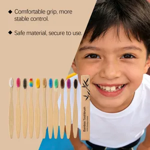 Set de 11 brosses à dents en bambou colorées avec emballage papier biodégradable
