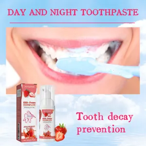 Strawberry flavor kids foam toothpaste mousse for oral care and tooth decay prevention