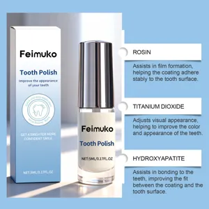 Detailed view of Feimuko tooth polish showing ingredients like rosin and hydroxyapatite