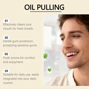 Vista detallada de beneficios del enjuague bucal para cuidado oral y aliento fresco.