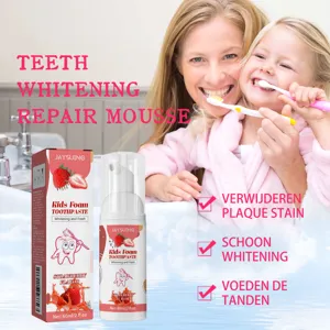 JAYSUING strawberry flavored kids foam toothpaste for gentle teeth cleaning and whitening