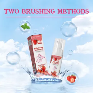 JAYSUING strawberry flavor kids foam toothpaste mousse with press pump dispenser for teeth cleaning