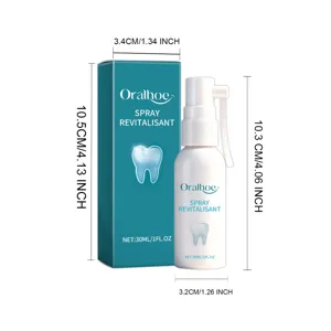 Oralhoe Zahnfleischpflege Spray 30ml mit genauen Abmessungen von Flasche und Box