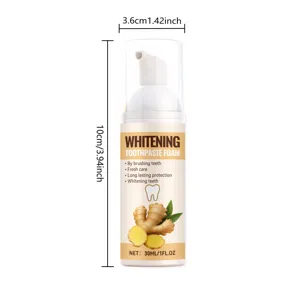Detailansicht der 30ml Ingwer-Zahnpastaschaumflasche inklusive Größenangaben und Maßen