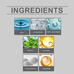 Detailansicht der 5D Schaumzahnpasta-Inhaltsstoffe einschließlich Menthol und Glycerin