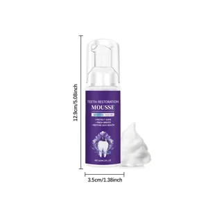 Detaillierte Abmessungen des 60-ml-Zahnreparaturmousse mit Schaumtextur für Mundpflege