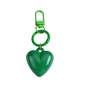 Vibrant green candy-colored resin heart keychain featuring a matching metal lobster clasp