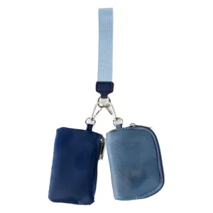 Conjunto de bolsas de muñeca azules portátiles con mini tarjetero y bolso monedero