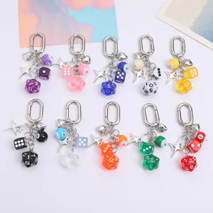 Creative Heart Lucky Dice Keychain Ins Style Billiard Ball Star Pendant Bag Charm For Women Men Couple Gift Jewelry Key Holder
