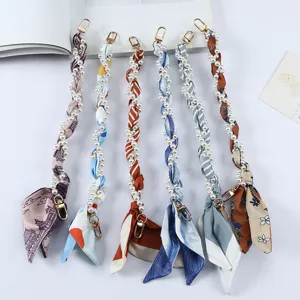 Kunstparel Satijnen Sjaal Telefoonkoord Voor Dames Ins Stijl Polsbandje Telefoonhoesje Charm Tas Decoratie Accessoire