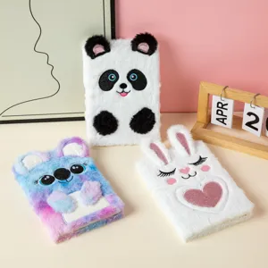 Cute Cartoon Koala Plush Notebook Soft Fuzzy Journal Animal Writing Diary Fluffy Cute Notebook Gift For Girls