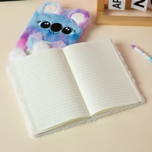 Internal lined pages of cute plush koala A5 notebook with tie-dye cover